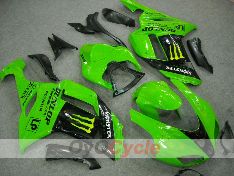 Carenatura a iniezione per NINJA ZX-6R 07-08 - Verde, Nero - Monster #OYO87901943 Immagine principale del prodotto