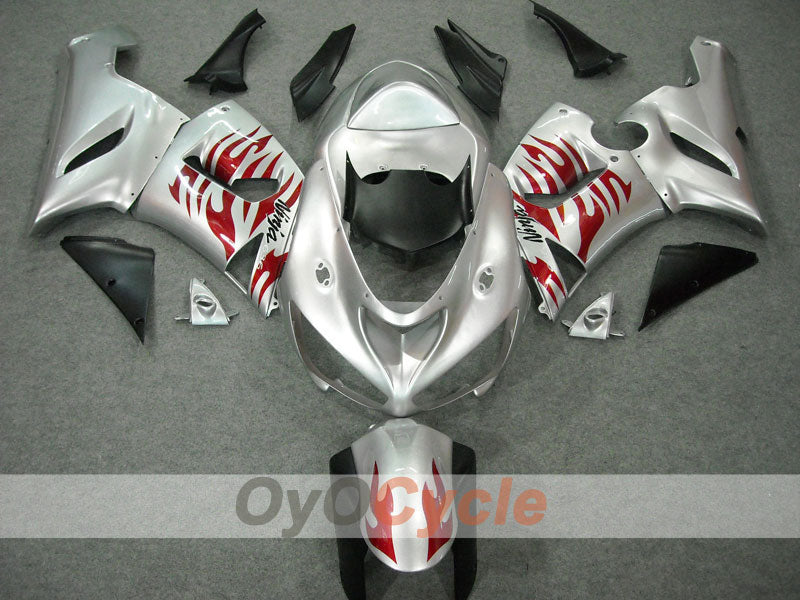 Carene a iniezione per NINJA ZX-6R 05-06 - Rosso, Argento - Fiamma #OYO87901864 Immagine secondaria del prodotto