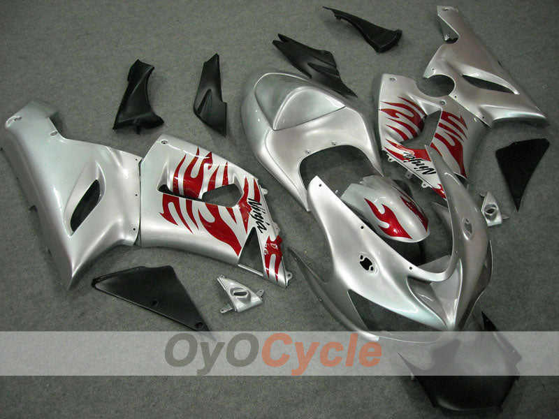 Carene a iniezione per NINJA ZX-6R 05-06 - Rosso, Argento - Fiamma #OYO87901864 Immagine principale del prodotto