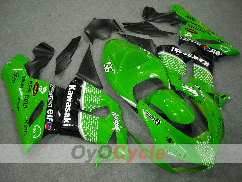 Kit carene a iniezione per NINJA ZX-6R 05-06 - Verde, Nero - Nakano #OYO87901885 Immagine principale del prodotto
