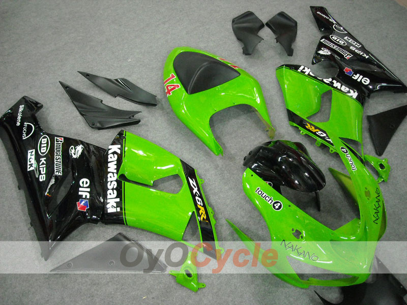 Kit carene a iniezione per NINJA ZX-6R 05-06 - Verde, Nero - Nakano #OYO87901887 Immagine principale del prodotto