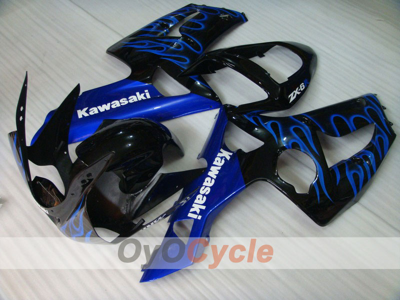 Kit carene a iniezione per NINJA ZX-6R 03-04 - Blu, Nero - Fiamma #OYO87901801 Immagine principale del prodotto