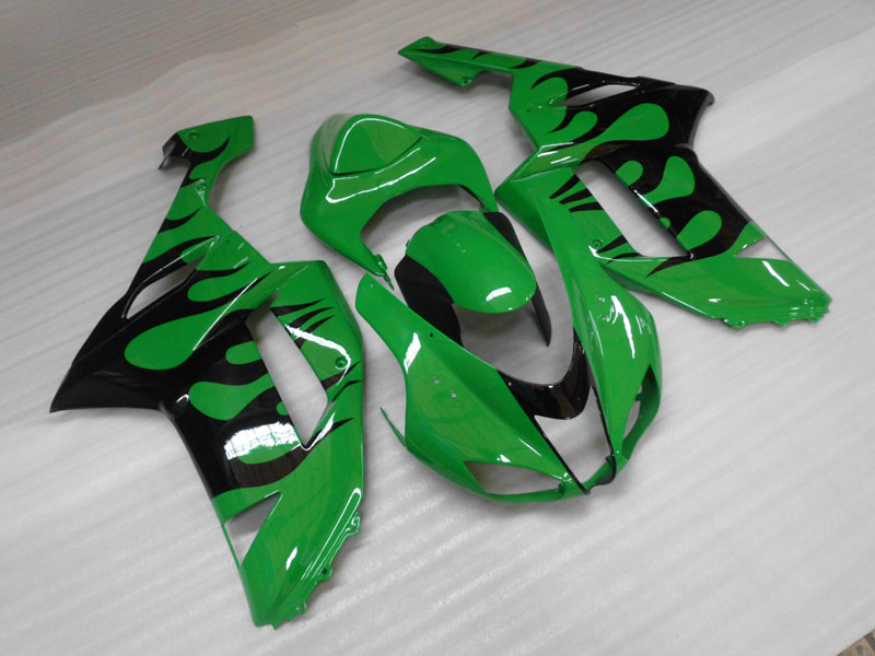 Kit carene a iniezione per NINJA ZX-6R 07-08 - Verde, Nero - Fiamma #OYO87901931 Immagine principale del prodotto
