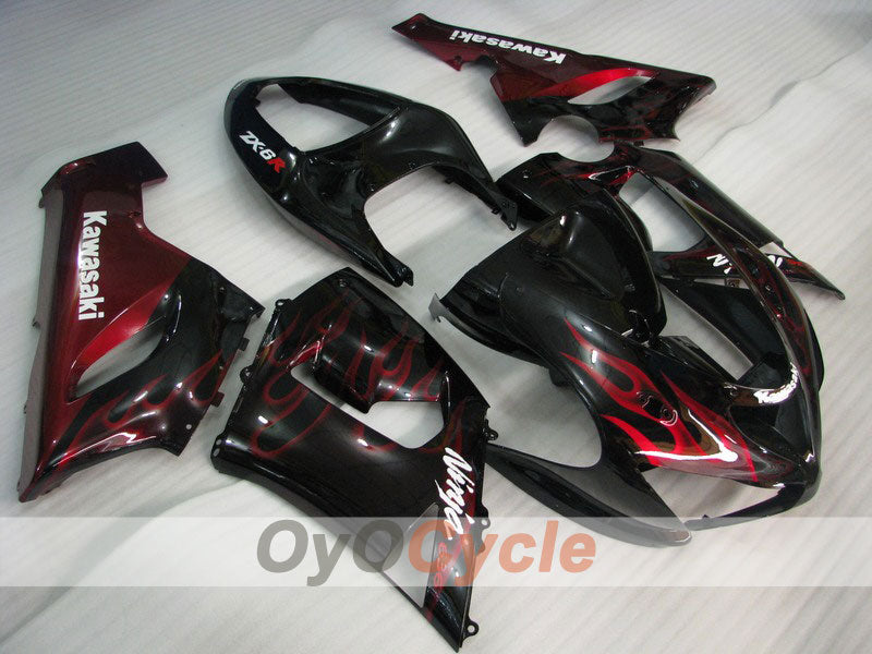 Kit carene a iniezione per NINJA ZX-6R 05-06 - Rosso, Nero - Fiamma #OYO87901868 Immagine principale del prodotto