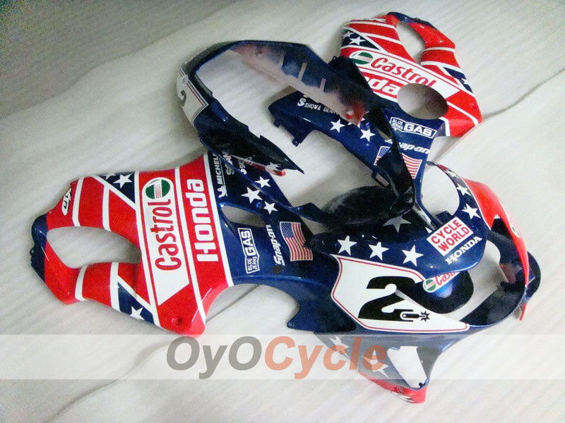 Kit carenatura a iniezione per CBR600F4 del 99-00 - Rosso, Blu - Castrol #OYO87900106 Immagine principale del prodotto