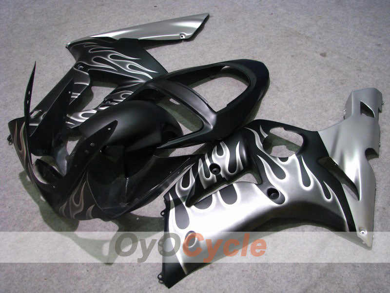 Kit carene a iniezione per NINJA ZX-6R 03-04 - Nero, argento - Fiamma #OYO87901800 Immagine principale del prodotto