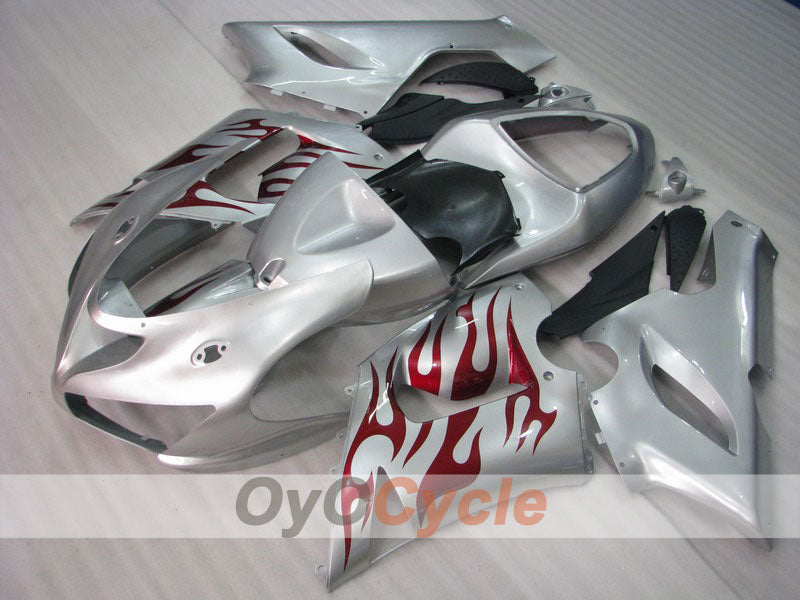 Kit carene a iniezione per NINJA ZX-6R 05-06 - Rosso, Argento - Fiamma #OYO87901870 Immagine principale del prodotto