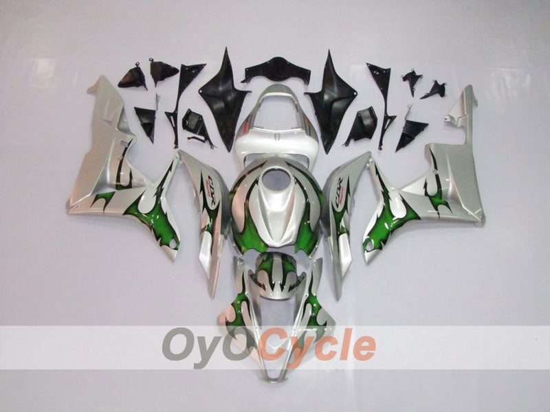 Kit carene stampate a iniezione per CBR600RR 07-08 - Verde, Argento - Fiamme #OYO87900357 Immagine principale del prodotto