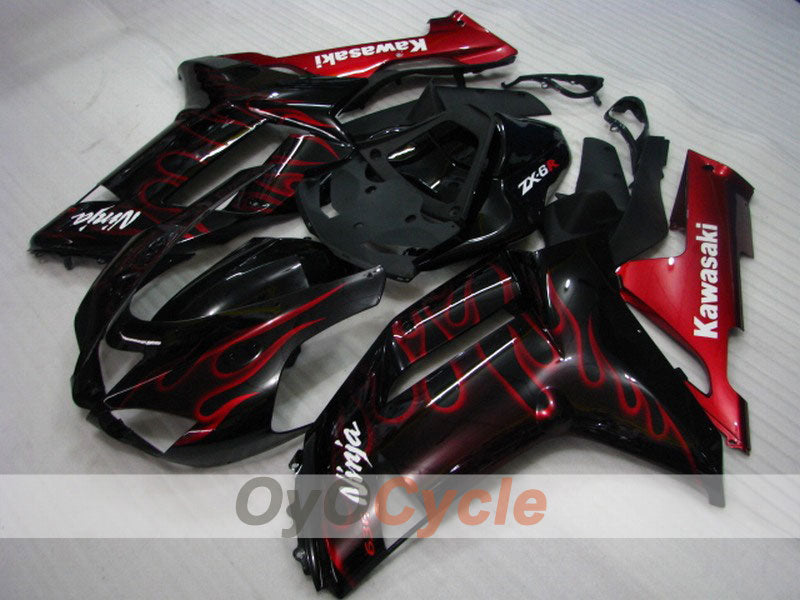 Kit carene a iniezione per NINJA ZX-6R 07-08 - Rosso, Nero - Fiamma #OYO87901937 Immagine principale del prodotto