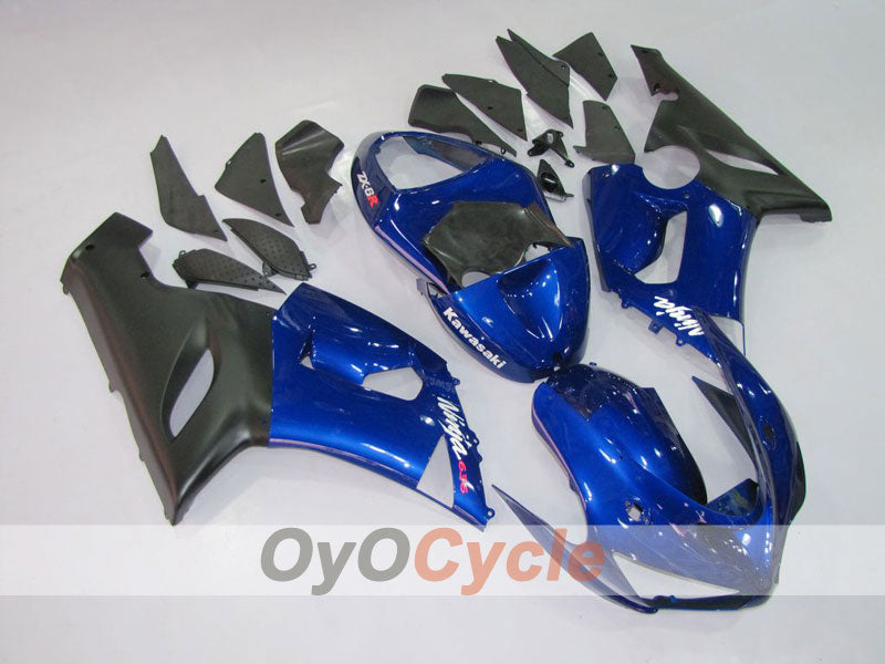 Kit carene a iniezione per NINJA ZX-6R 05-06 - Blu, Nero - Stile di fabbrica #OYO87901844 Immagine principale del prodotto