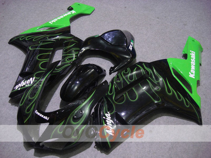 Kit Carena a Iniezione per NINJA ZX-6R 07-08 - Verde, Nero - Fiamma #OYO87901940 Immagine principale del prodotto