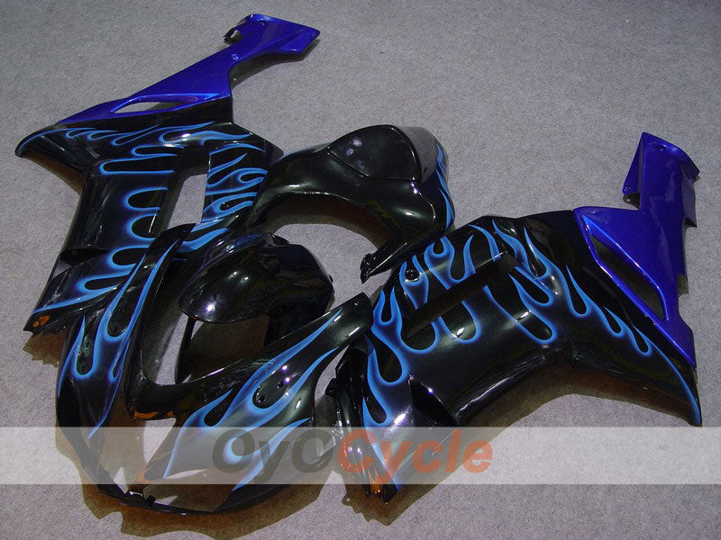 Kit carene a iniezione per NINJA ZX-6R 07-08 - Blu, Nero - Fiamma #OYO87901941 Immagine principale del prodotto