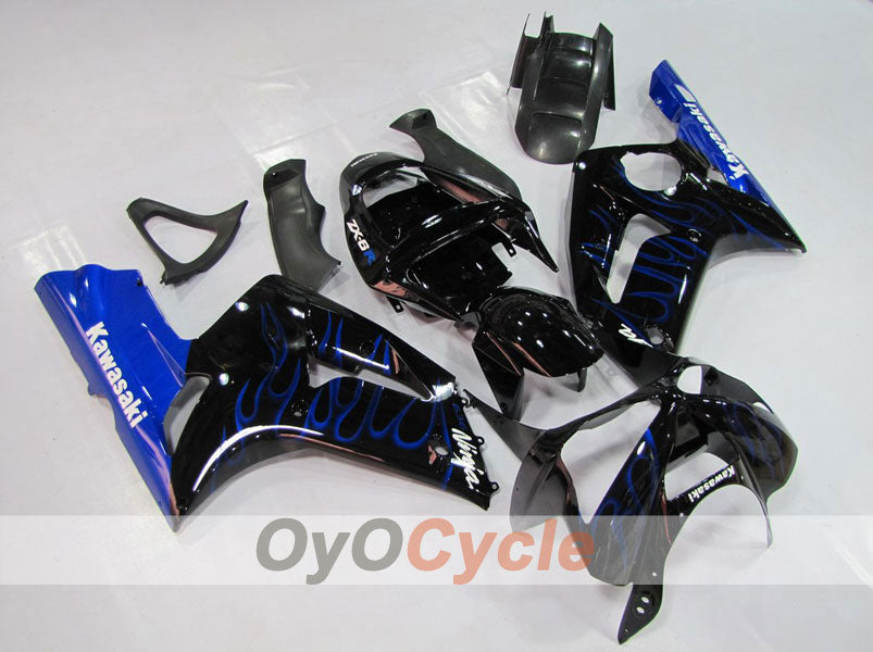 Kit carene a iniezione per NINJA ZX-6R 03-04 - Blu, Nero - Fiamma #OYO87901793 Immagine principale del prodotto
