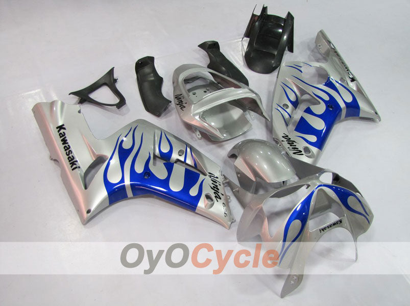Kit carene a iniezione per NINJA ZX-6R 03-04 - Blu, Argento - Fiamma #OYO87901797 Immagine principale del prodotto