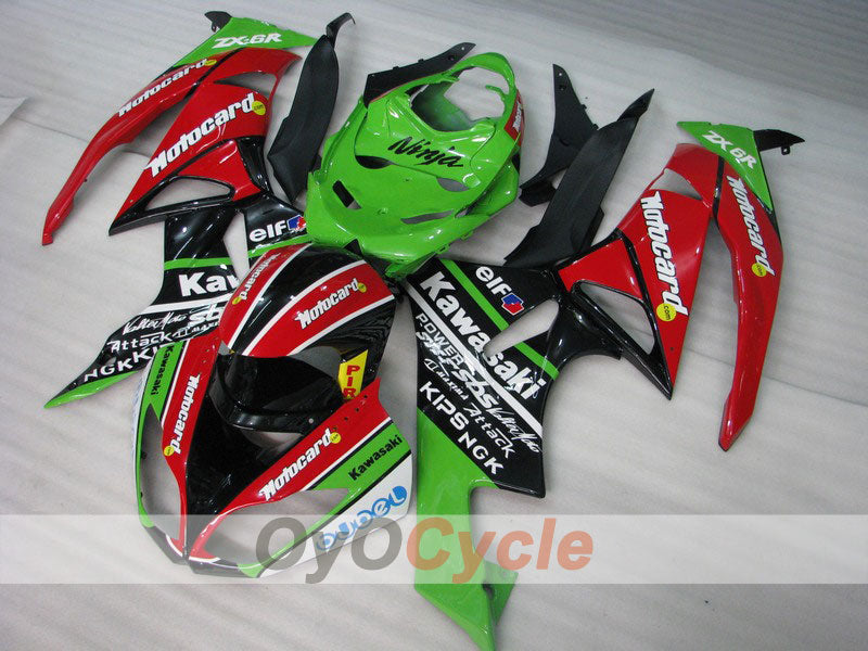Kit carenatura a iniezione per 09-12 NINJA ZX-6R - Rosso, Verde - Motocard #OYO87901991 Immagine principale del prodotto