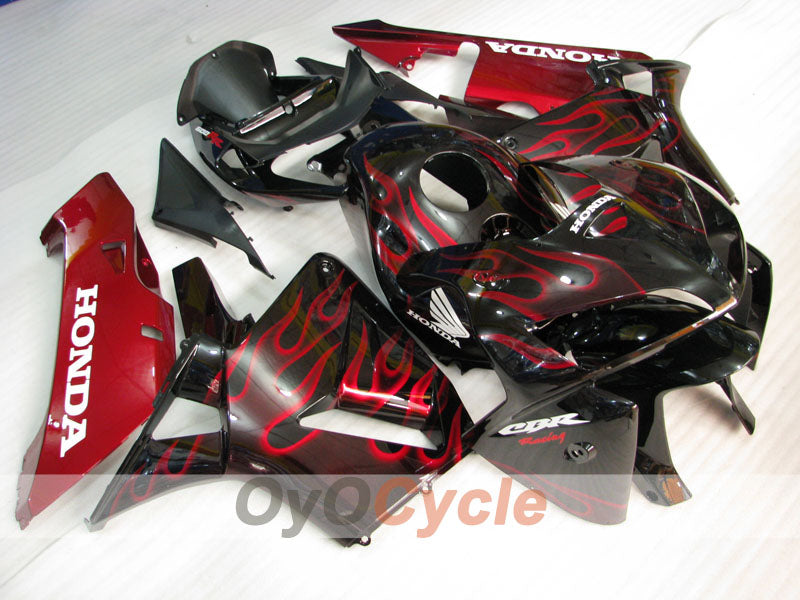 Kit carene stampate a iniezione per CBR600RR 05-06 - Rosso, Nero - Fiamme #OYO87900243 Immagine secondaria del prodotto