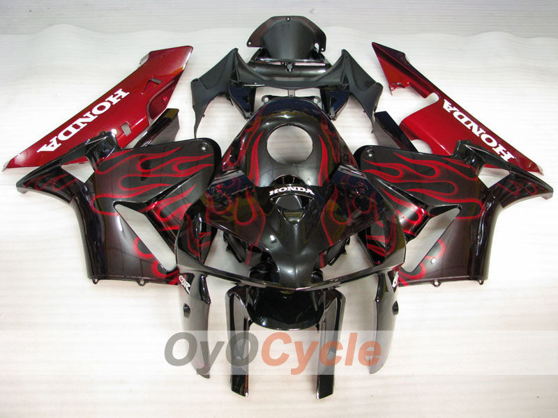 Kit carene stampate a iniezione per CBR600RR 05-06 - Rosso, Nero - Fiamme #OYO87900243 Immagine principale del prodotto