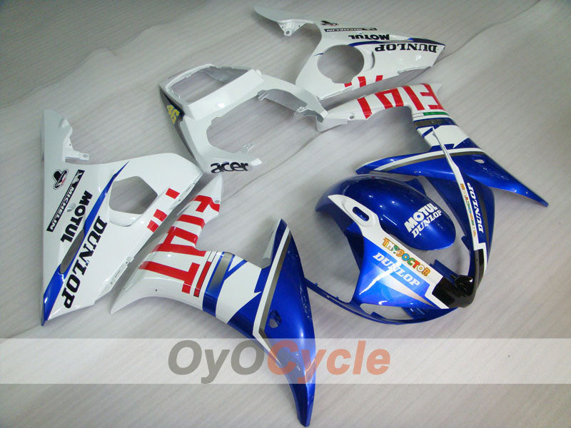 Kit carene a iniezione per 05 YZF-R6 - Blu, Bianco - DUNLOP, FIAT, MOTUL #OYO87902647 Immagine principale del prodotto