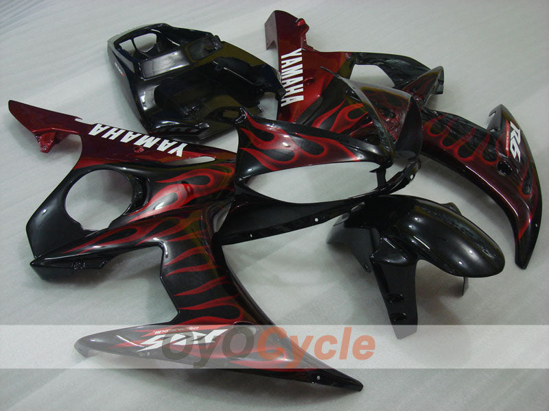 Kit carene stampate a iniezione per YZF-R6 03-04 - Rosso, Nero - Fiamme #OYO87900907 Immagine principale del prodotto