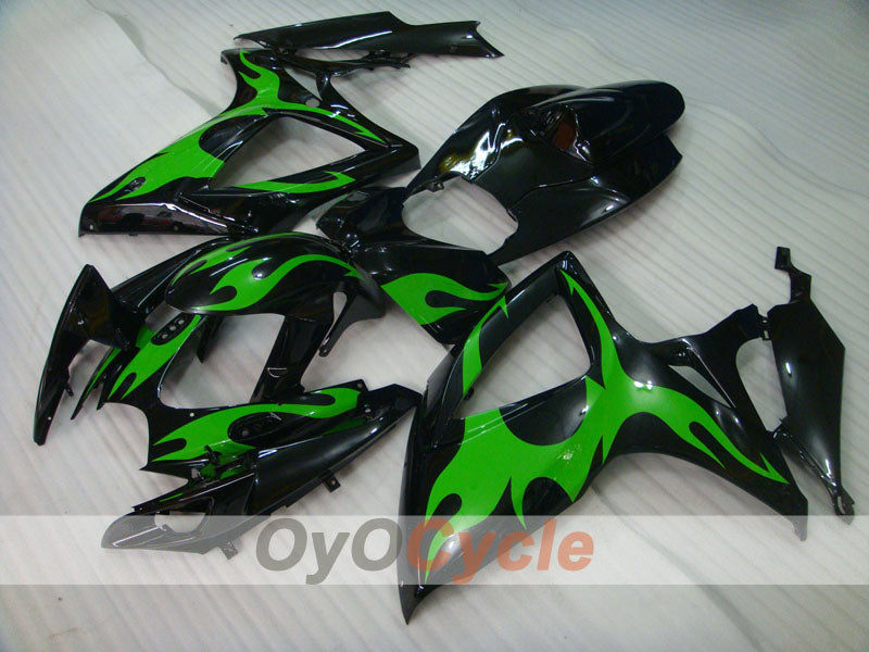 Kit carene a iniezione per GSX R600 06-07 - Verde, Nero - Fiamma #OYO87901500 Immagine principale del prodotto