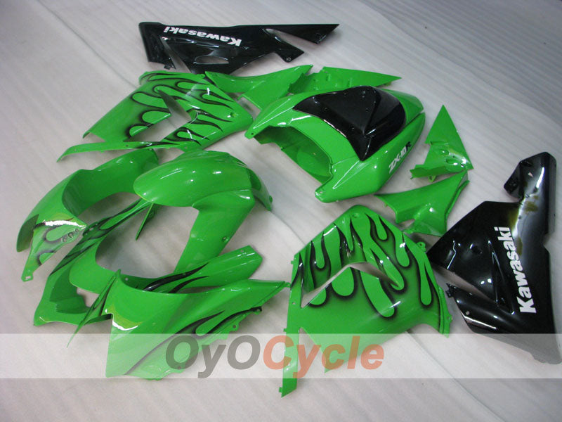 Kit carene a iniezione per NINJA ZX-10R 04-05 - Verde, Nero - Fiamma #OYO87901536 Immagine principale del prodotto