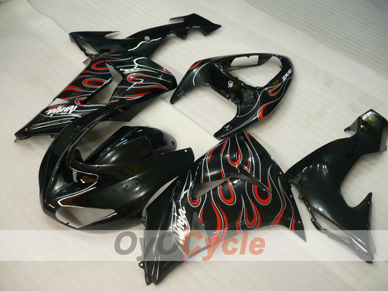 Kit Carene a Iniezione per 06-07 NINJA ZX-10R - Bianco, Nero - Fiamma #OYO87901599 Immagine principale del prodotto