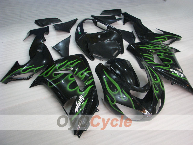 Kit carene a iniezione per NINJA ZX-10R 06-07 - Verde, Nero - Fiamma #OYO87901610 Immagine principale del prodotto