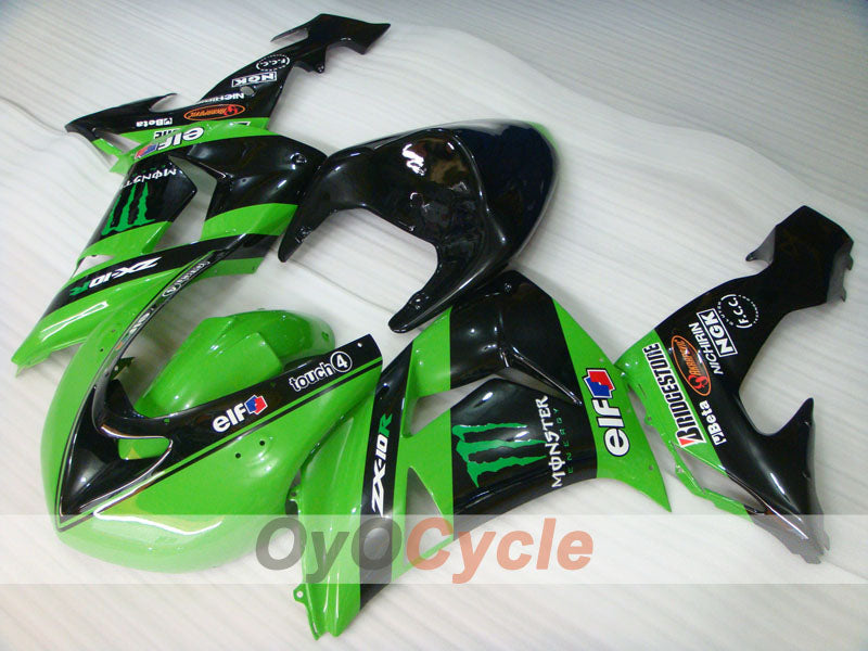 Carenatura a iniezione per 06-07 NINJA ZX-10R - Verde, Nero - Monster #OYO87901627 Immagine secondaria del prodotto