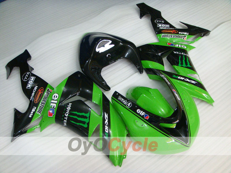 Carenatura a iniezione per 06-07 NINJA ZX-10R - Verde, Nero - Monster #OYO87901627 Immagine principale del prodotto