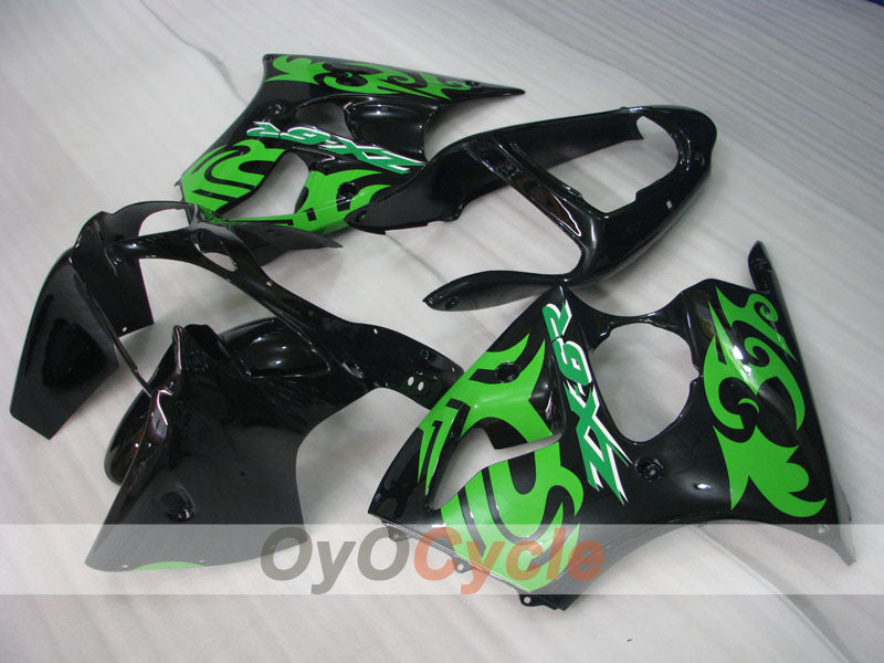 Kit carenatura a iniezione per NINJA ZX-6R 00-02 - Verde, Nero - Stile di fabbrica #OYO87901704 Immagine principale del prodotto