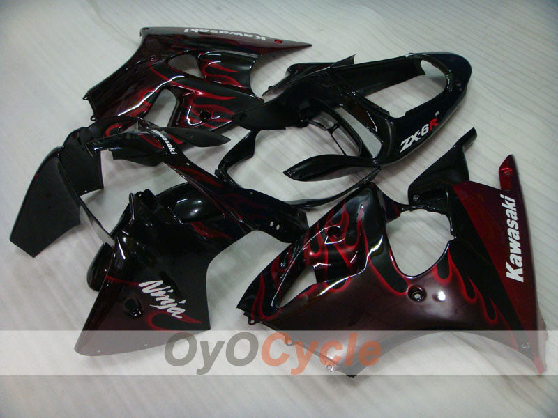 Kit carene a iniezione per NINJA ZX-6R 00-02 - Rosso, Nero - Fiamma #OYO87901711 Immagine principale del prodotto