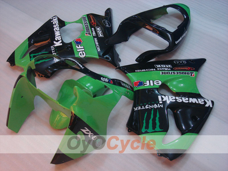 Carenatura a iniezione per NINJA ZX-6R 00-02 - Verde, Nero - Monster #OYO87901719 Immagine secondaria del prodotto