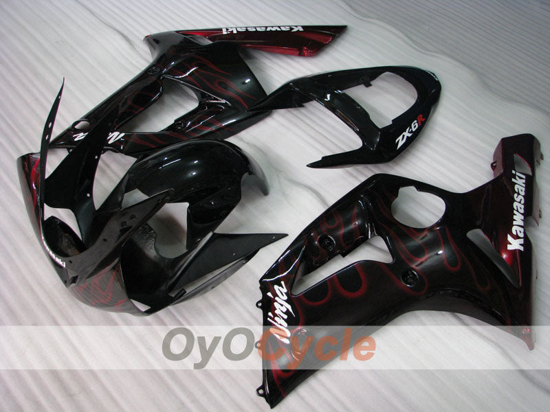 Kit Carene a Iniezione per NINJA ZX-6R 03-04 - Rosso, Nero - Fiamma #OYO87901804 Immagine secondaria del prodotto