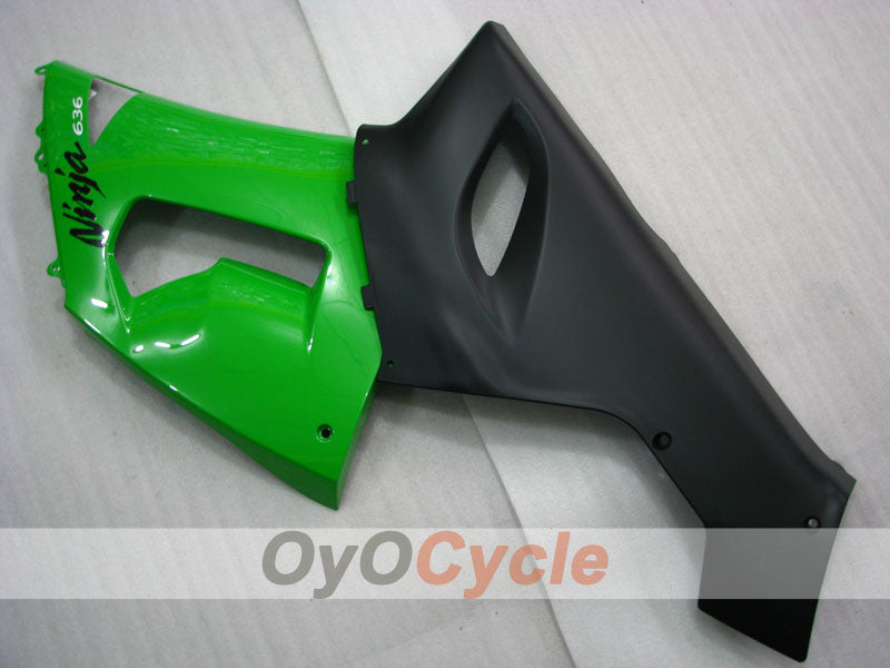 Kit carenatura a iniezione per NINJA ZX-6R del 05-06 - Verde, Nero - Stile di fabbrica #OYO87901855