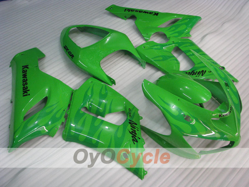 Kit carenatura a iniezione per NINJA ZX-6R 05-06 - Verde - Fiamma #OYO87901869 Immagine principale del prodotto