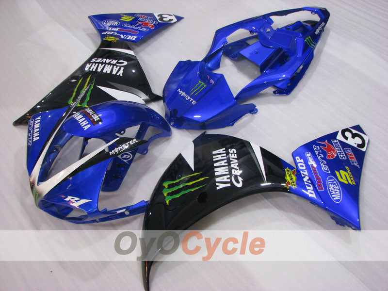Carena a iniezione per YZF-R1 09-11 - Blu, Nero - Monster #OYO87905708 Immagine secondaria del prodotto