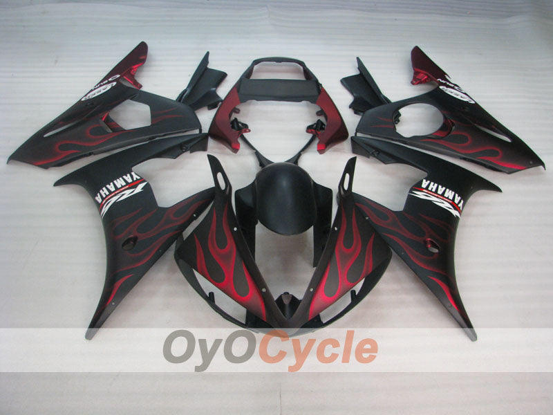 Kit carene a iniezione per YZF-R6 03-04 - Rosso, Nero, Opaco - Fiamme #OYO87905812 Immagine secondaria del prodotto