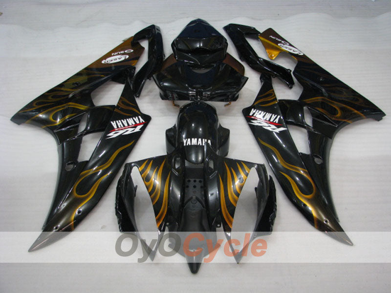 Kit carene a iniezione per YZF-R6 06-07 - Nero, Oro - Fiamma #OYO87905884 Immagine secondaria del prodotto