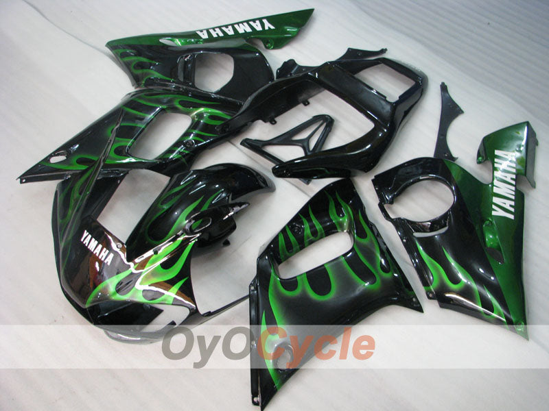 Kit carene a iniezione per 98-02 YZF-R6 - Verde, Nero - Fiamma #OYO87905977 Immagine principale del prodotto