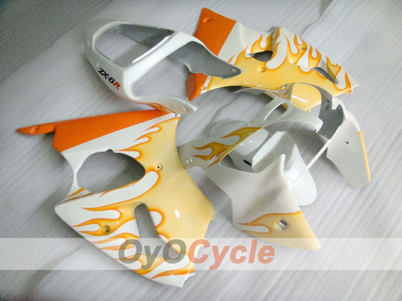 Kit carene a iniezione per NINJA ZX-6R 00-02 - Arancione, Bianco - Fiamma #OYO87906030 Immagine principale del prodotto
