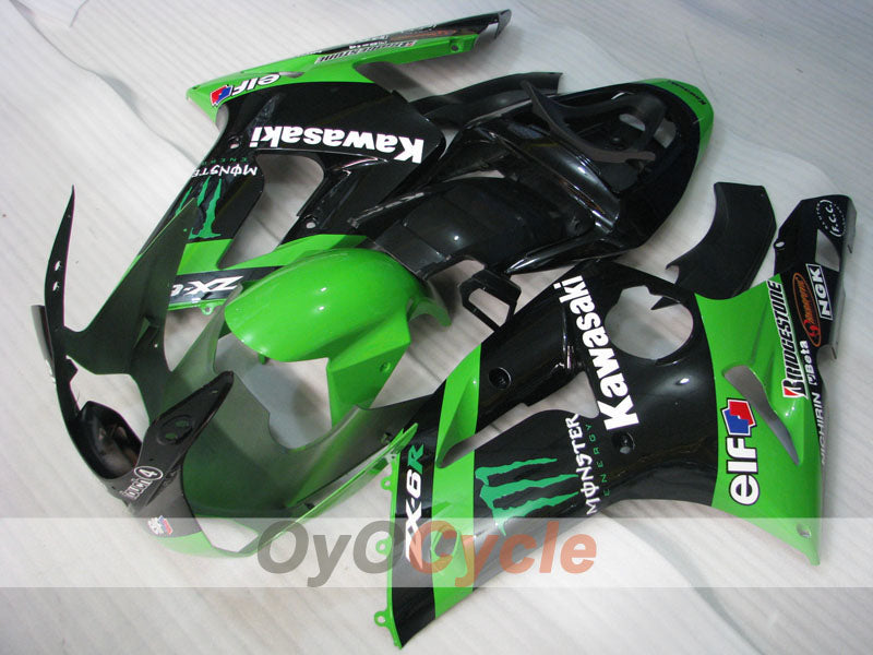 Kit carene a iniezione per NINJA ZX-6R 03-04 - Verde, Nero - Monster #OYO87906043 Immagine principale del prodotto