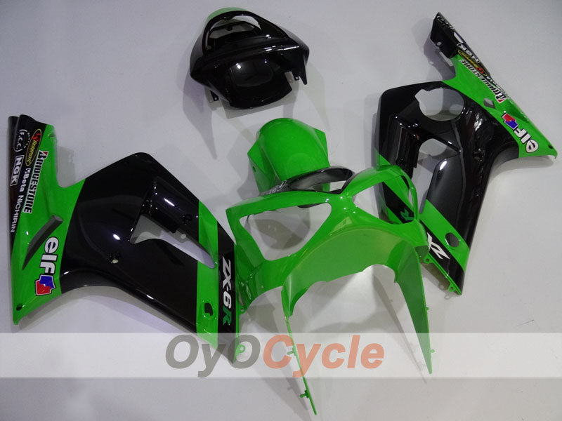 Kit carene a iniezione per NINJA ZX-6R 03-04 - Verde, Nero - Nakano #OYO87906046 Immagine principale del prodotto
