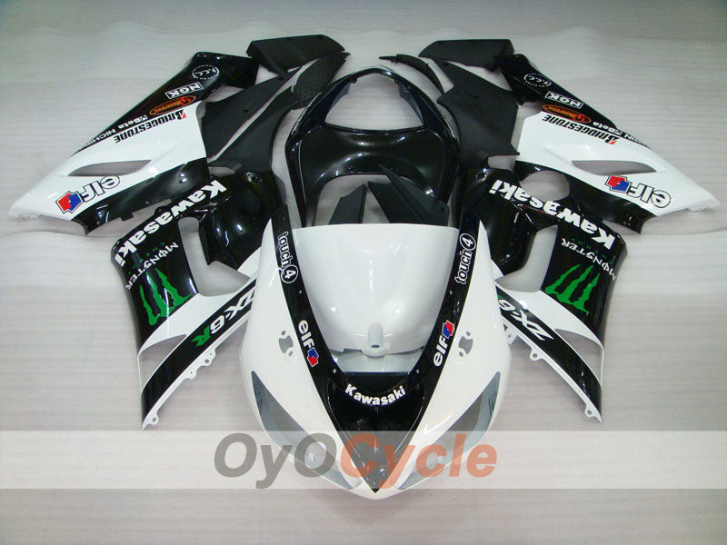 Kit carenatura a iniezione per NINJA ZX-6R 05-06 - Bianco, Nero - Monster #OYO87906053 Immagine secondaria del prodotto