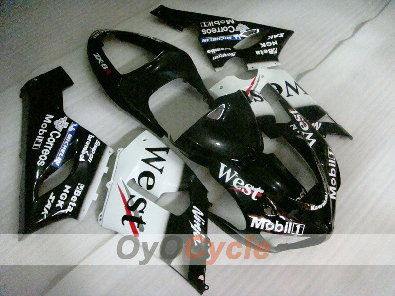 Kit carene a iniezione per NINJA ZX-6R 05-06 - Bianco, Nero - West #OYO87906056 Immagine principale del prodotto