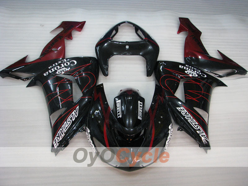 Carenatura a iniezione per 06-07 NINJA ZX-10R - Colore Rosso Vino, Nero - Corona #OYO87906094 Immagine secondaria del prodotto