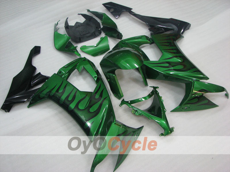 Kit carenatura a iniezione per NINJA ZX-10R 08-10 - Verde, Nero - Fiamma #OYO87906100 Immagine principale del prodotto
