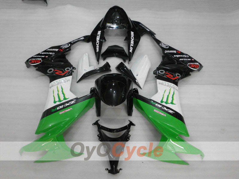 Kit carene stampate a iniezione per NINJA ZX-10R 08-10 - Verde, Bianco, Nero - Monster #OYO87906104 Immagine secondaria del prodotto