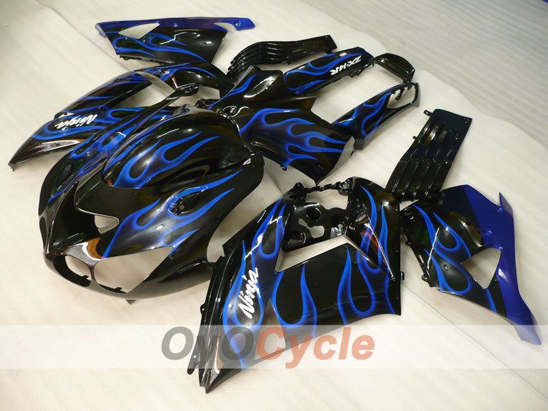 Kit carene a iniezione per NINJA ZX-14R 06-11 - Blu, Nero - Fiamma #OYO87906127