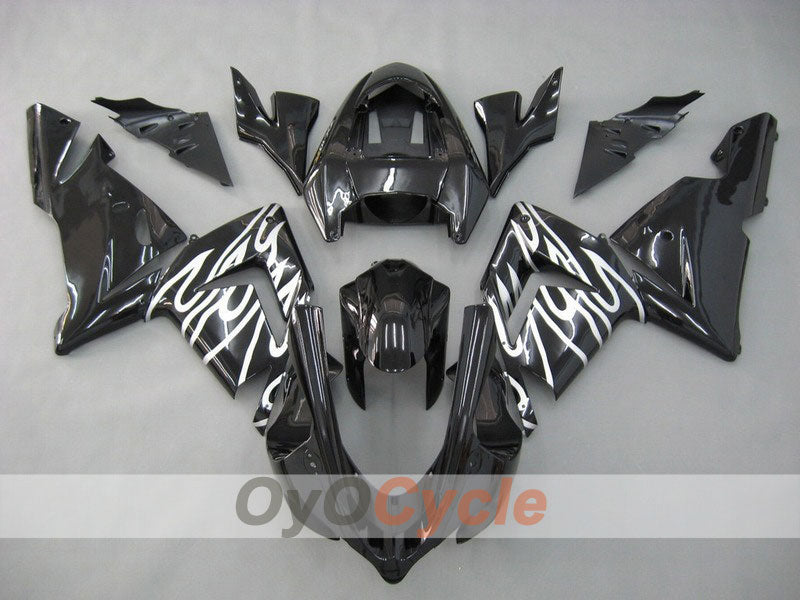 Kit carene stampate a iniezione per NINJA ZX-10R 04-05 - Bianco, Nero - Fiamme #OYO87901541 Immagine principale del prodotto