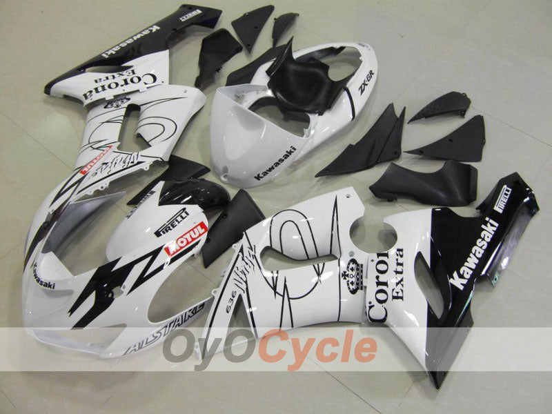 Carenatura a iniezione per NINJA ZX-6R 05-06 - Bianco, Nero - Corona #OYO87901822 Immagine principale del prodotto